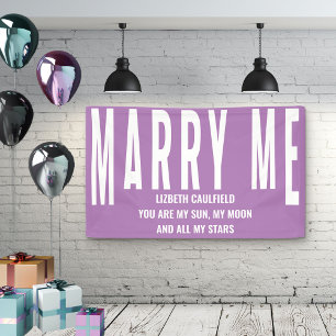Marry Me Proposal Sun Moon Stars Lavender Banner