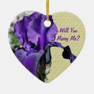 Marry Me Purple Iris Engagement Ornament
