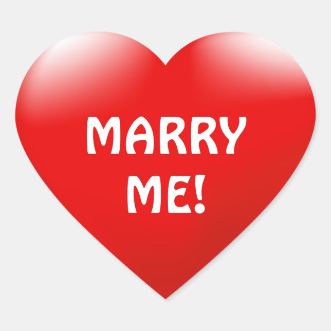 Marry Me Red Heart Proposal Sticker (Front)