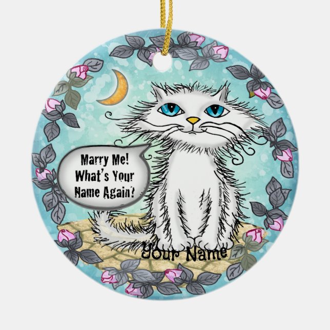 Marry Me Scraggles Cat  Ceramic Tree Decoration (Front)