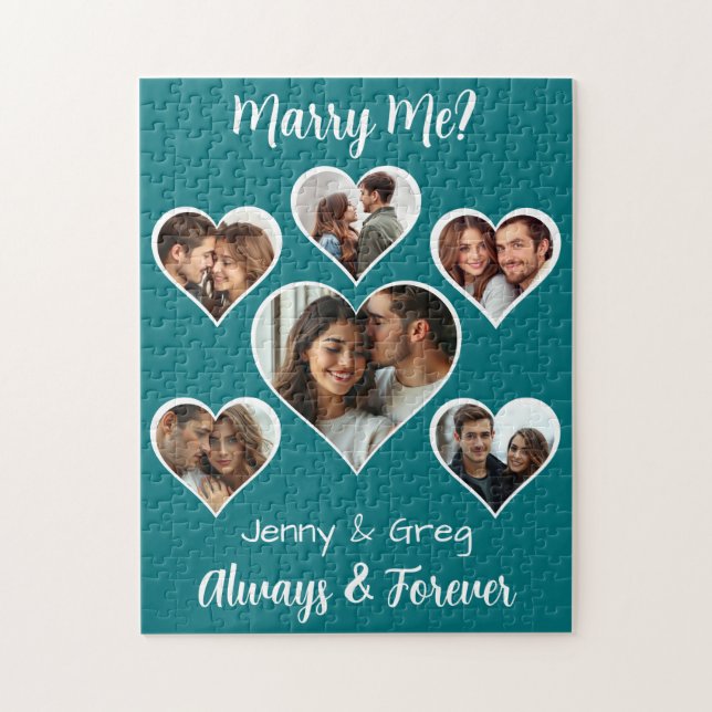 Marry Me?  Six Photo Template Proposal Jigsaw Puzzle (Vertical)