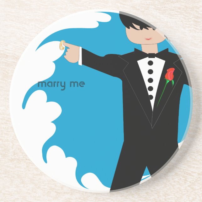 Marry Me Tuxedo Damask Edge Coasters (Front)