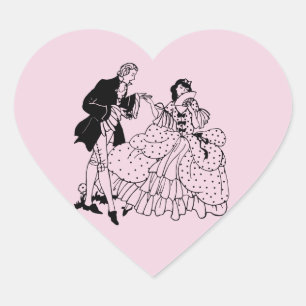 Marry Me Victorian Couple lovers Silhouette Art Heart Sticker