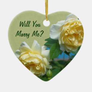 Marry Me Yellow Roses Engagement Ornament