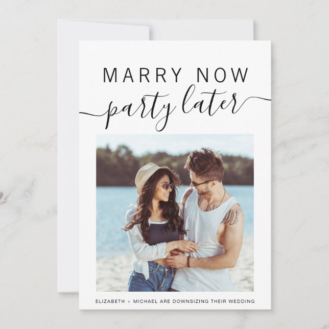 Marry Now Party Later Photo Smaller Wedding (Front)
