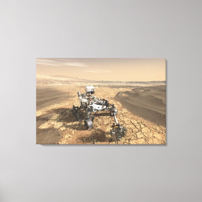 Mars 2020 Rover On The Surface Of Mars. Canvas Print (Front)