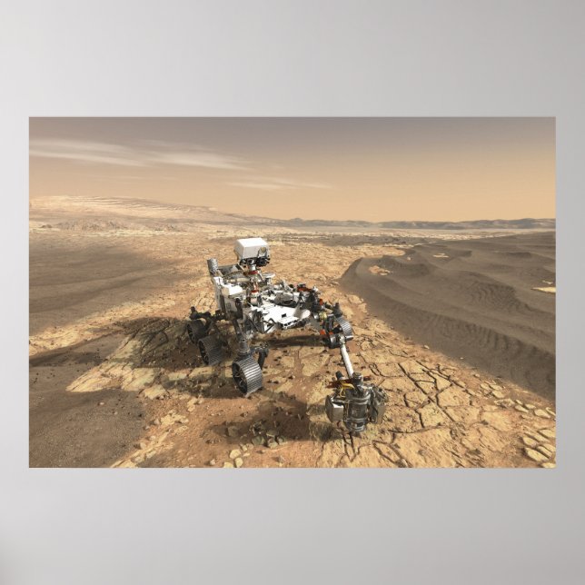Mars 2020 Rover On The Surface Of Mars. Poster (Front)