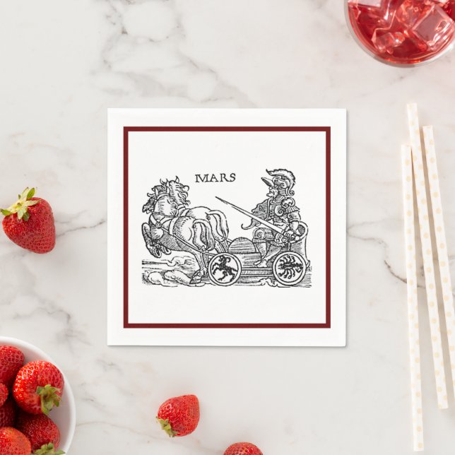 Mars Ares God of War Greco Roman Chariot Cartoon Napkin (Insitu)