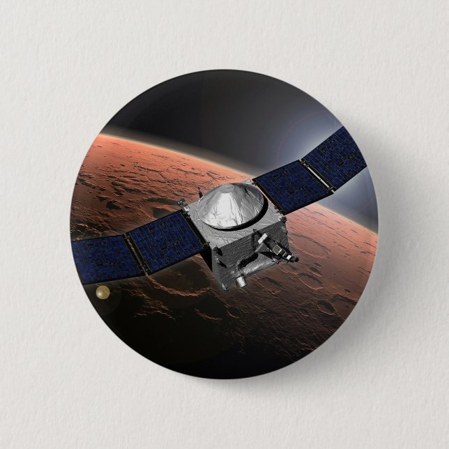 Mars Atmosphere And Volatile Evolution Mission. 6 Cm Round Badge (Front)