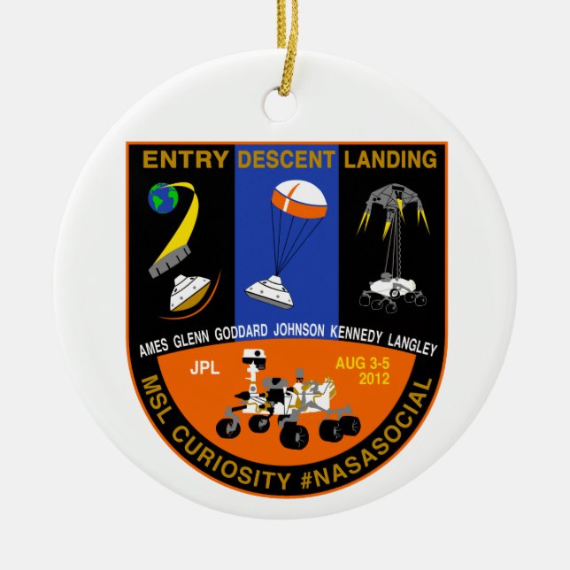 Mars Curioisty EDL NASA Social ornament (Front)