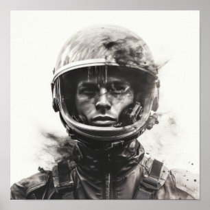 Mars Double Exposure Photography Charcoal Style 2K Poster