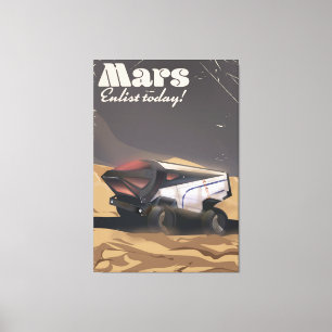 Mars, Enlist today! Retro Military space poster Canvas Print