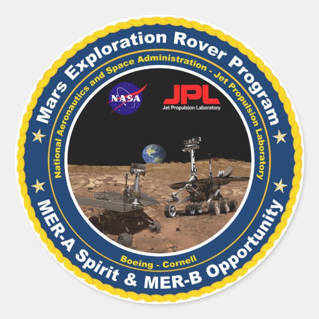 Mars Exploration Rovers: Spirit & Opportunity Classic Round Sticker (Front)
