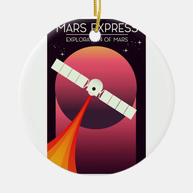 Mars Express - Exploration of Mars Space Art. Ceramic Tree Decoration (Front)