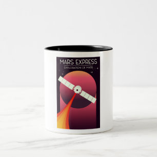 Mars Express - Exploration of Mars Space Art. Two-Tone Coffee Mug
