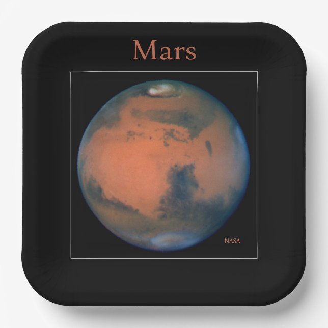 Mars Globe by Hubble and NASA Paper Plate (Front)
