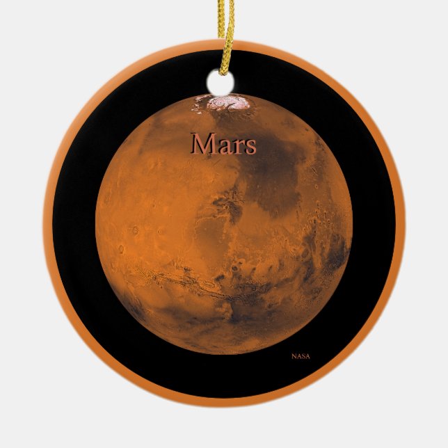 Mars Globe by NASA Ceramic Tree Decoration (Front)