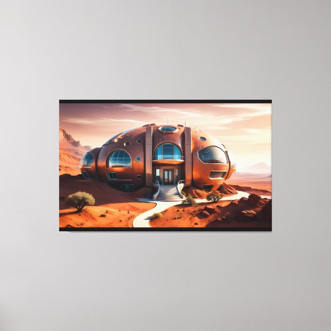 Mars Habitat Alpha – AI Sci-Fi Architecture Canvas Print (Front)