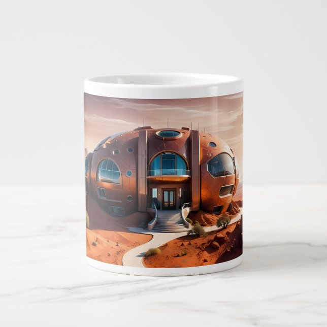 Mars Habitat Alpha – AI Sci-Fi Architecture Large Coffee Mug (Front)