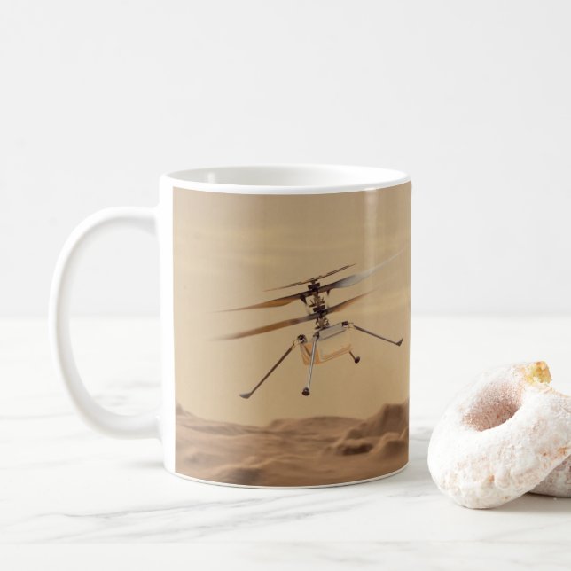 Mars Ingenuity Helicopter Flight Coffee Mug (With Donut)