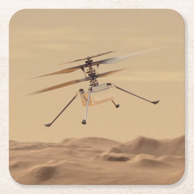 Mars Ingenuity Helicopter Flight Square Paper Coaster (Front)