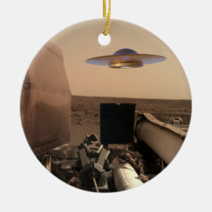 Mars InSight Alien UFO Saucer Encounter Ceramic Tree Decoration
