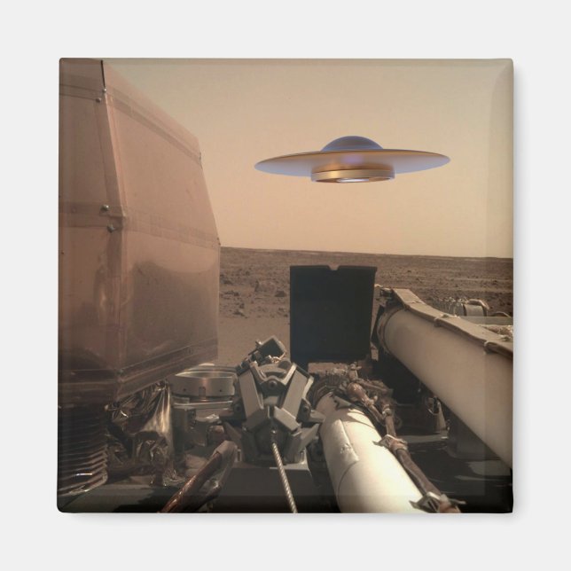 Mars InSight Alien UFO Saucer Encounter Magnet (Front)