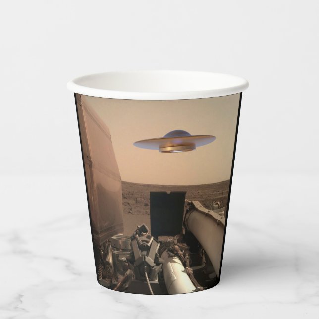 Mars InSight Alien UFO Saucer Encounter Paper Cups (Front)