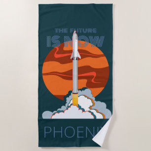 Mars Landing Rocket Beach Towel