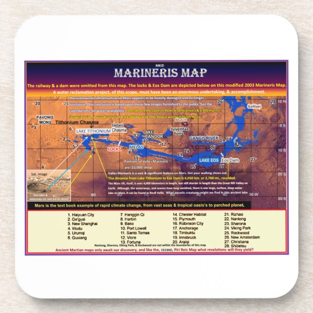 Mars Marineris Map Coaster (Front)