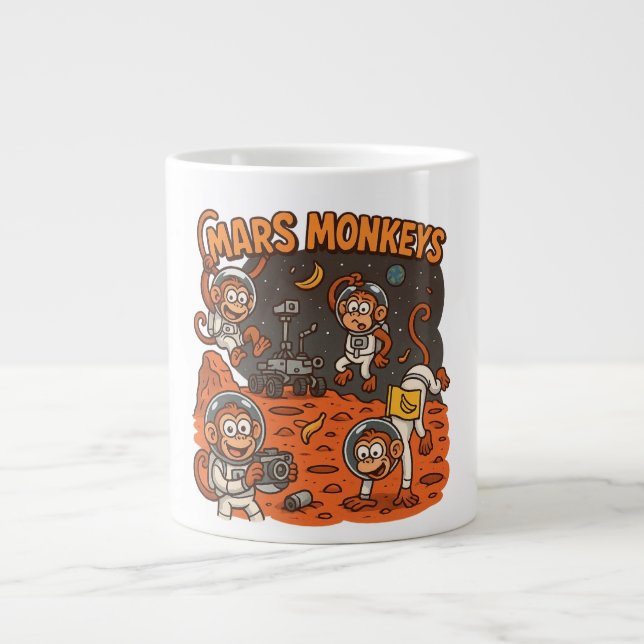 Mars Monkeys funny animal Large Coffee Mug (Front)