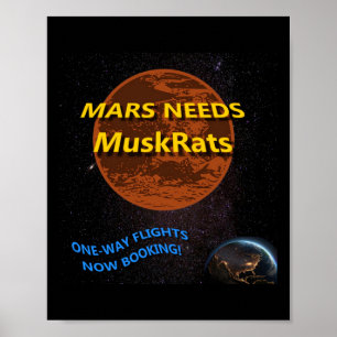 Mars Needs Muskrats Sticker  Poster