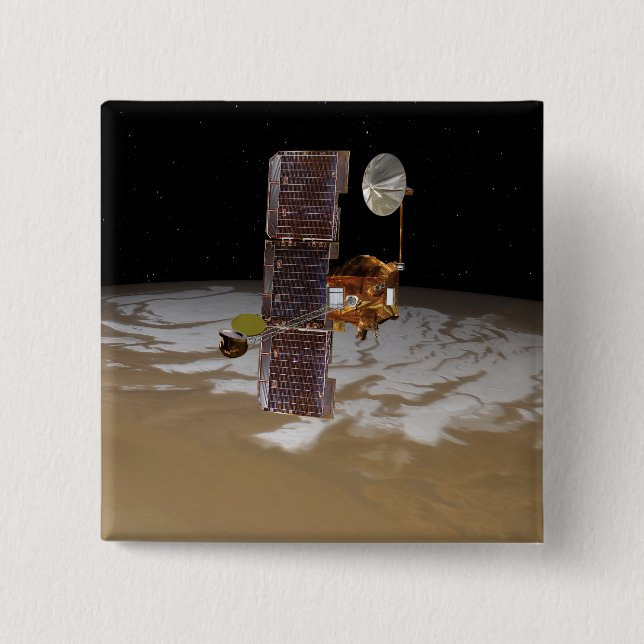 Mars Odyssey spacecraft 15 Cm Square Badge (Front)