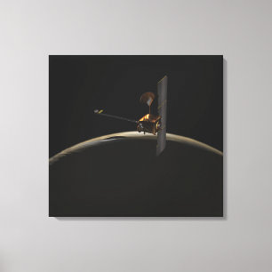 Mars Odyssey spacecraft over martian sunrise Canvas Print