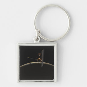 Mars Odyssey spacecraft over martian sunrise Key Ring