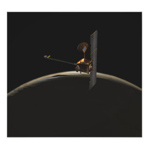 Mars Odyssey spacecraft over martian sunrise Photo Print