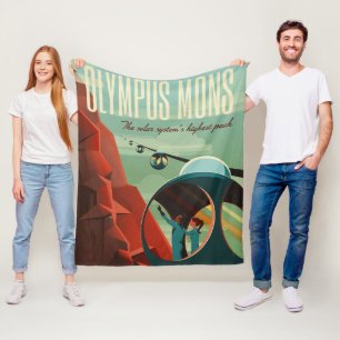 Mars Olympus Mons Highest Volcano Solar System Fleece Blanket