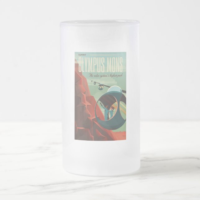 Mars Olympus Mons Highest Volcano Solar System Frosted Glass Beer Mug (Center)