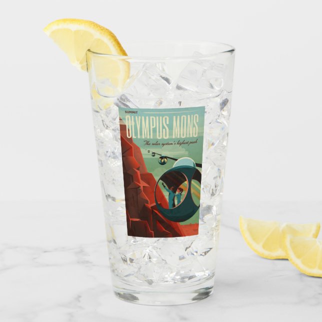 Mars Olympus Mons Highest Volcano Solar System Glass (Front Ice)