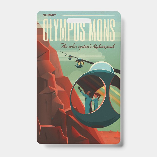 Mars Olympus Mons Highest Volcano Solar System ID Badge (Front)