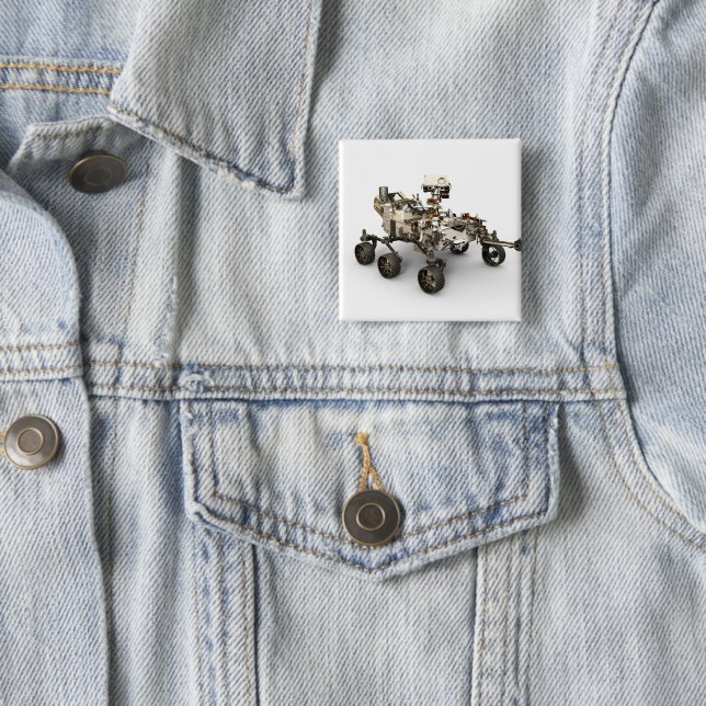 Mars Perseverance Rover On White Background. 15 Cm Square Badge (In Situ)