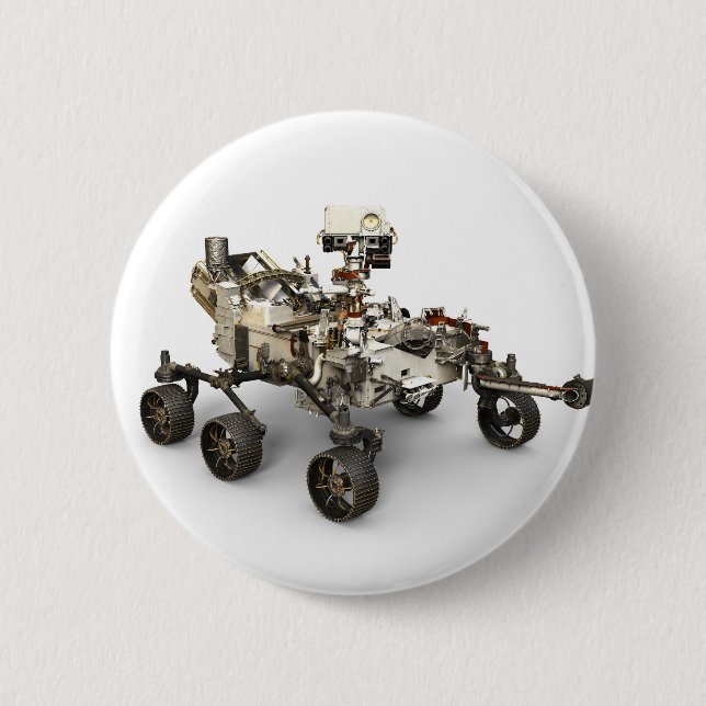 Mars Perseverance Rover On White Background. 6 Cm Round Badge (Front)