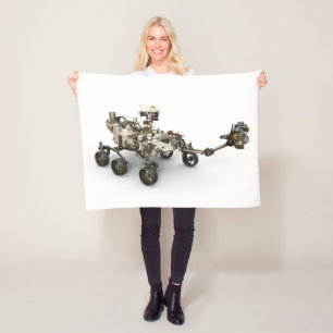 Mars Perseverance Rover On White Background. Fleece Blanket