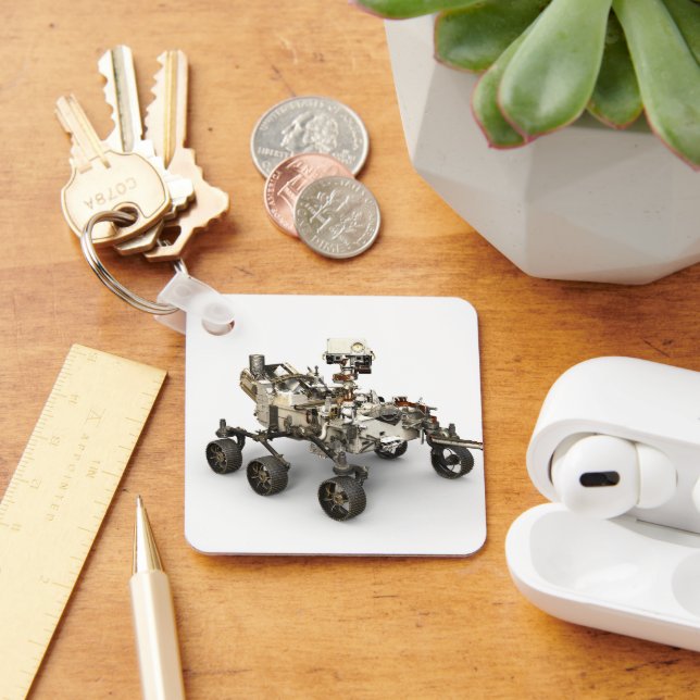 Mars Perseverance Rover On White Background. Key Ring (Desk)