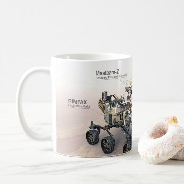 Mars Perseverance Rover With Instruments Coffee Mug (With Donut)