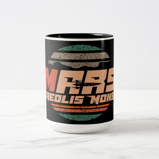 Mars Planet Aeolis Mon Mount sharp logo Two-Tone Coffee Mug (Center)