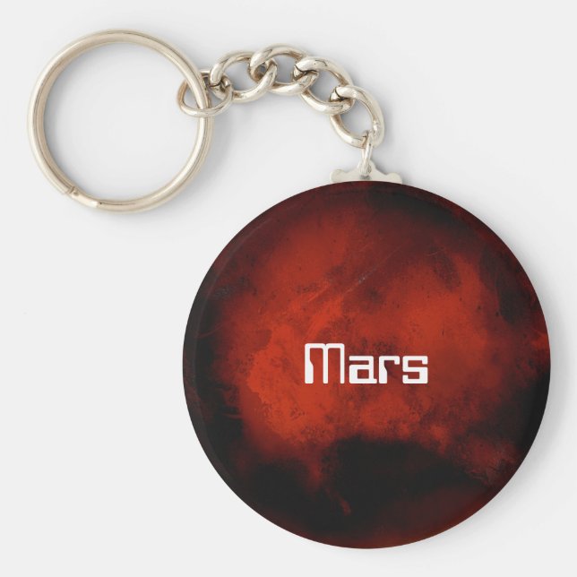Mars Planet in Dark Red Key Ring (Front)