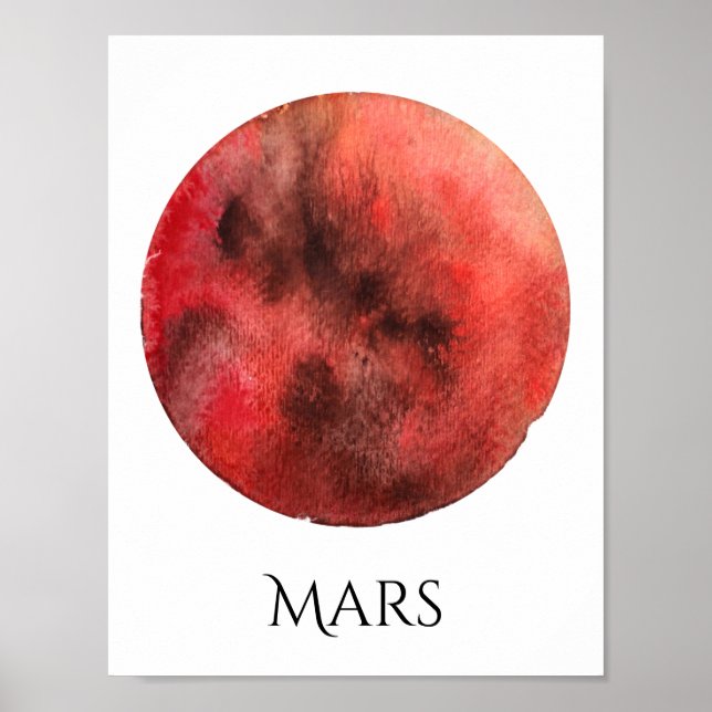 Mars Planet Watercolor Poster (Front)