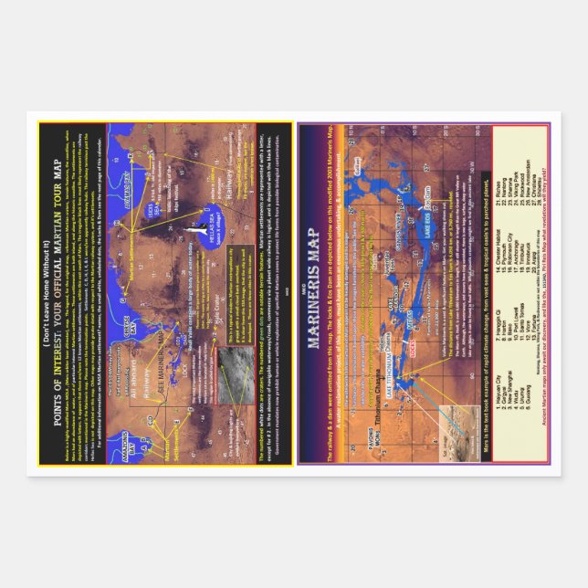 Mars Points Of Interest Wrapping Paper Sheet (Front)