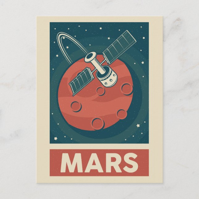 Mars Retro Galaxy Satellite Postcard (Front)